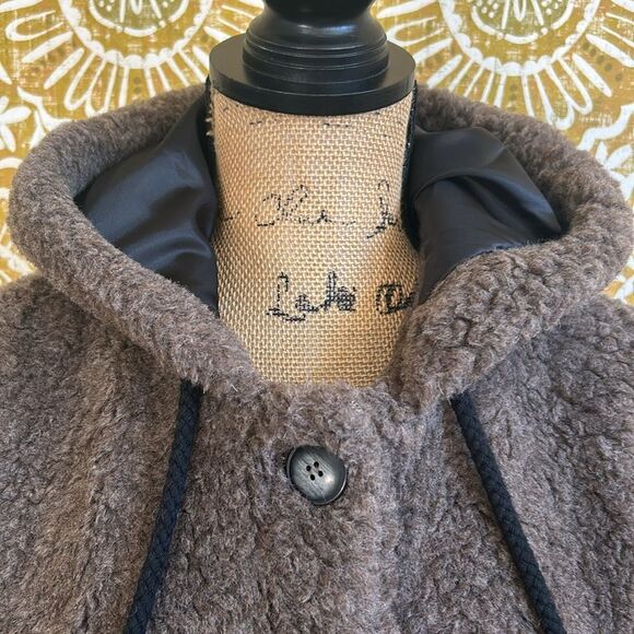 NWT THAKOON Brown Oversized Hooded Wool Blend Long Shearling Coat size XS - Picture 5 of 11